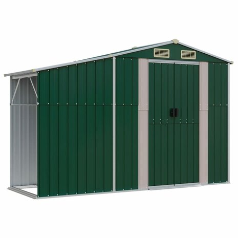 Tuinschuur 277x93x179 cm gegalvaniseerd staal groen