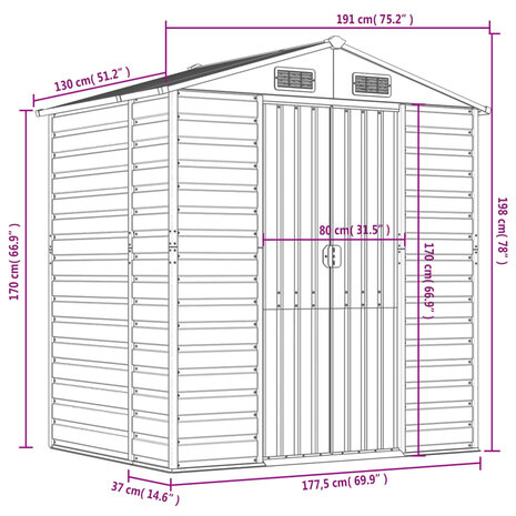 Tuinschuur 191x130x198 cm gegalvaniseerd staal groen