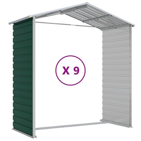 Tuinschuur 191x810x198 cm gegalvaniseerd staal groen