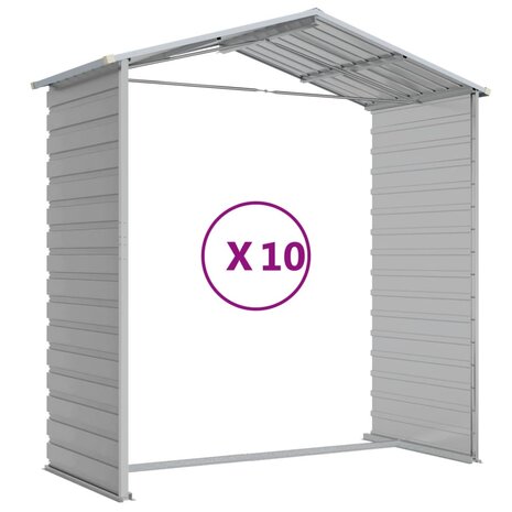 Tuinschuur 191x895x198 cm gegalvaniseerd staal lichtgrijs