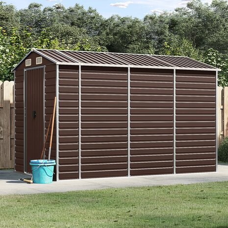 Tuinschuur 191x300x198 cm gegalvaniseerd staal bruin