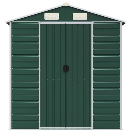 Tuinschuur 191x725x198 cm gegalvaniseerd staal groen