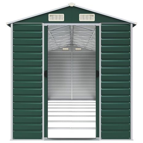Tuinschuur 191x725x198 cm gegalvaniseerd staal groen