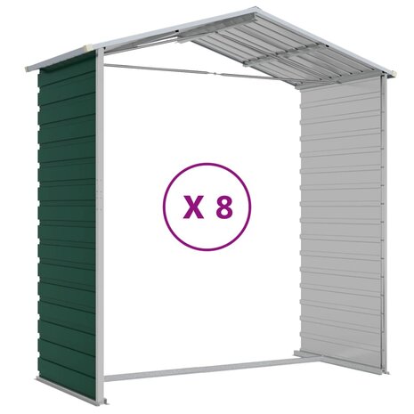 Tuinschuur 191x725x198 cm gegalvaniseerd staal groen