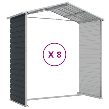 Tuinschuur 191x725x198 cm gegalvaniseerd staal antracietkleurig