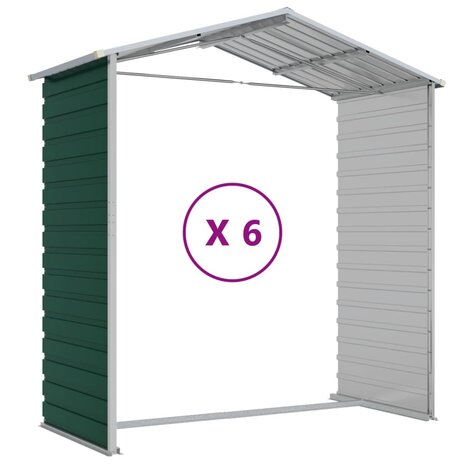 Tuinschuur 191x555x198 cm gegalvaniseerd staal groen