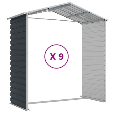Tuinschuur 191x810x198 cm gegalvaniseerd staal antracietkleurig