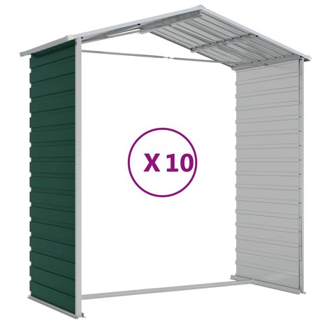Tuinschuur 191x895x198 cm gegalvaniseerd staal groen