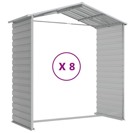 Tuinschuur 191x725x198 cm gegalvaniseerd staal lichtgrijs