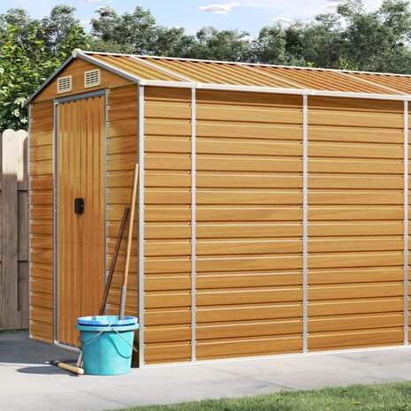 Tuinschuur 191x810x198 cm gegalvaniseerd staal lichtbruin