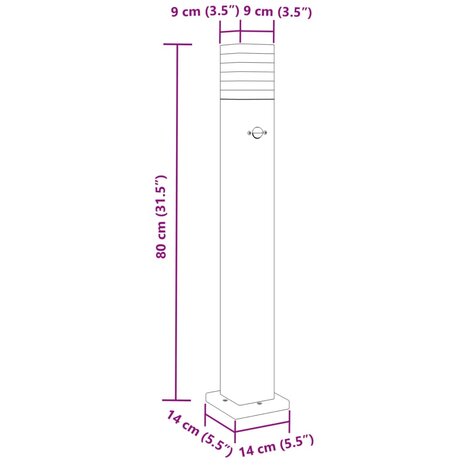 Vloerlamp voor buiten met sensor 80 cm aluminium zwart