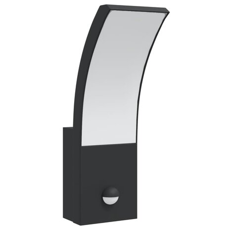 Buitenwandlampen 2 st LED met sensors gegoten aluminium zwart