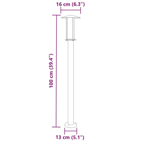 Vloerlamp voor buiten 100 cm roestvrijstaal zilverkleurig