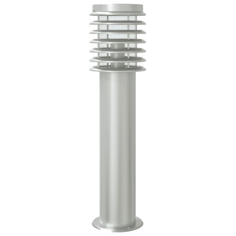 Buitenvloerlampen 3 st met sensors 60 cm roestvrijstaal zilver