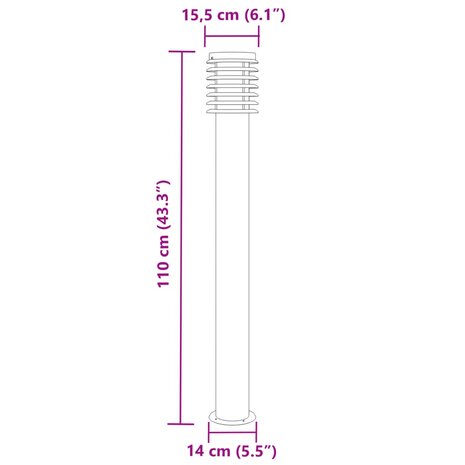 Vloerlamp voor buiten 3 st 110 cm roestvrijstaal zwart