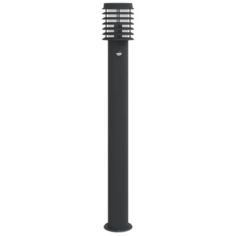 Buitenvloerlampen 3 st met sensors 110 cm roestvrijstaal zwart