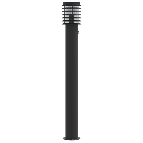 Buitenvloerlampen 3 st met sensors 110 cm roestvrijstaal zwart