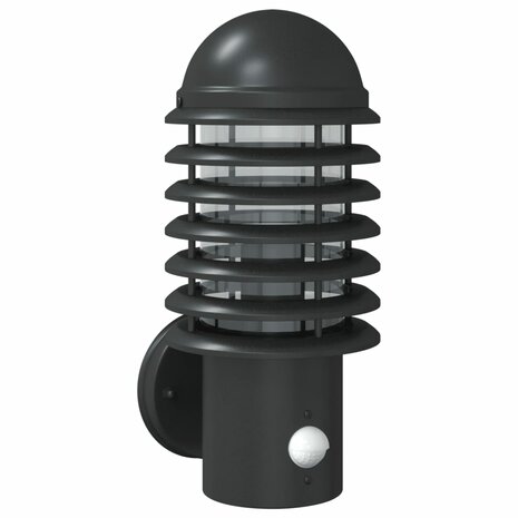 Buitenwandlamp met sensor roestvrij staal zwart