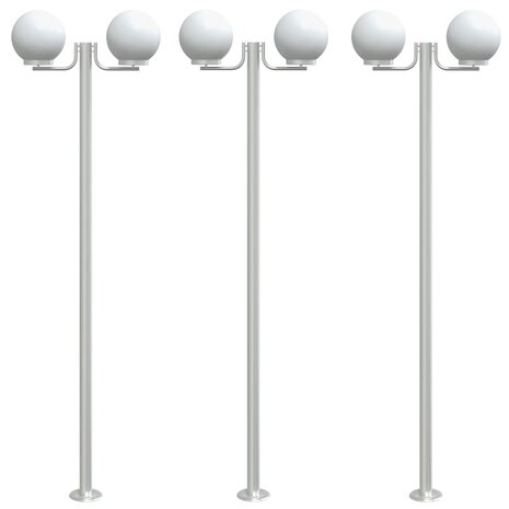 Buitenvloerlampen 3 st 215 cm roestvrij staal zilverkleurig