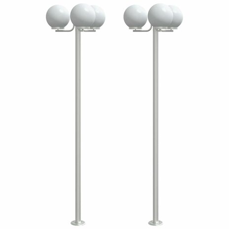 Vloerlamp voor buiten 2 st 215 cm roestvrij staal zilverkleurig