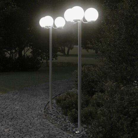 Vloerlamp voor buiten 2 st 215 cm roestvrij staal zilverkleurig