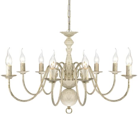 Kroonluchter wit metaal 8 x E14 lampen