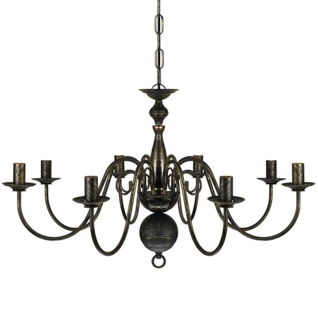Kroonluchter zwart metaal 8 x E14 lampen
