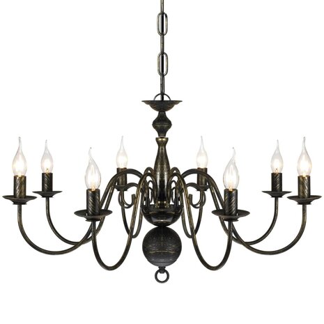 Kroonluchter zwart metaal 8 x E14 lampen
