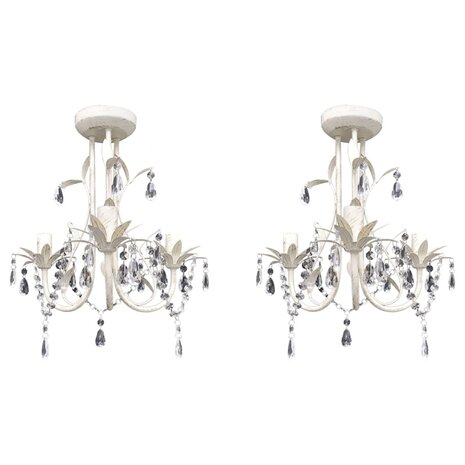 Kroonluchters kristal 2 st elegant wit