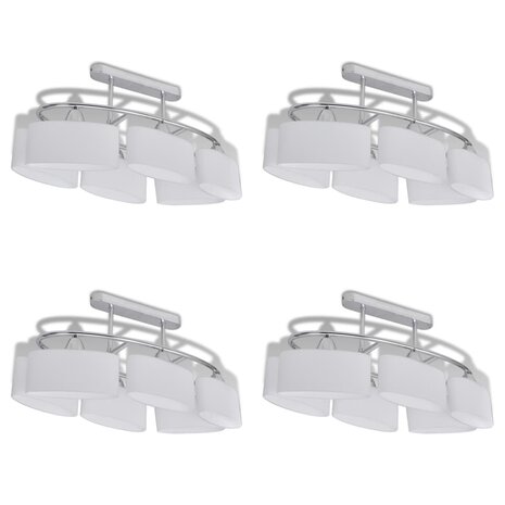 Plafondlamp met ellipsvormige glazen kappen 4 st E14