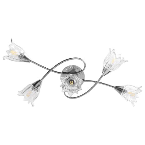 Plafondlamp met glazen tulpvormige kappen 5xE14 transparant