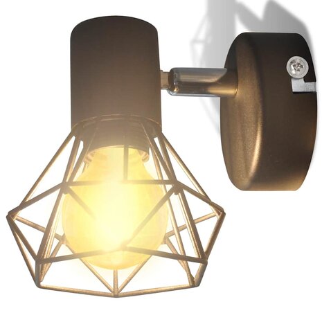 Wandlampen 2 st met LED industriële stijl zwart
