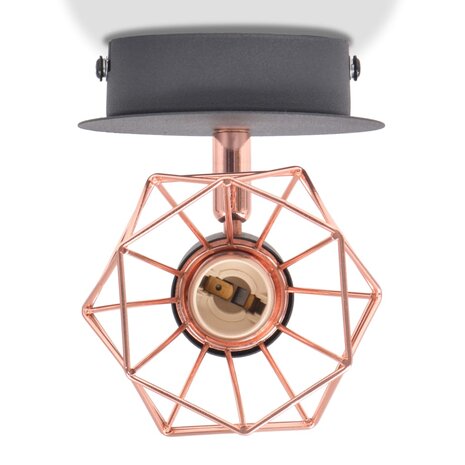 Wandlamp E14 zwart en koper 2 st