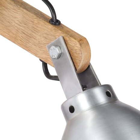 Wandlamp E27 massief mangohout en ijzer zilverkleurig