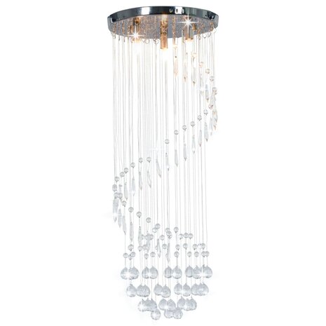Plafondlamp met kristallen kralen spiraal G9 zilverkleurig