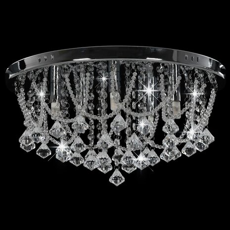 Plafondlamp met kristallen kralen rond 4xG9 zilverkleurig