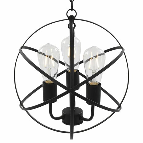Hanglamp rond 3xE27 zwart