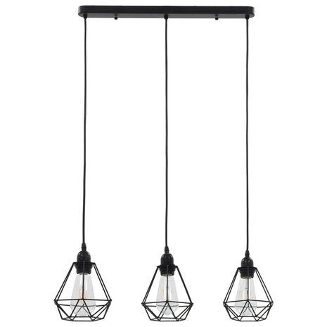 Plafondlamp met diamantvormig 3xE27 zwart