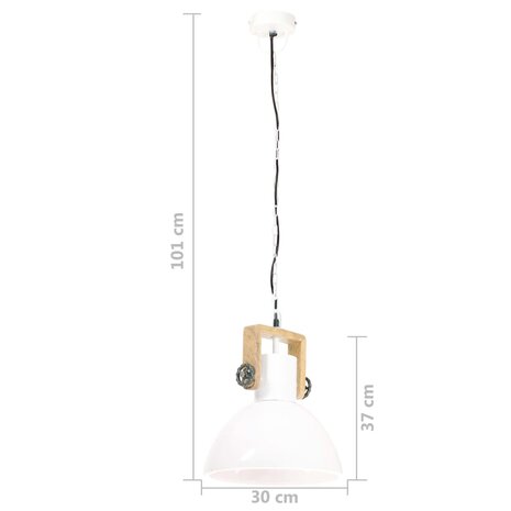 Hanglamp industrieel rond 25 W E27 30 cm wit