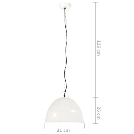 Hanglamp industrieel vintage rond 25 W E27 31 cm wit