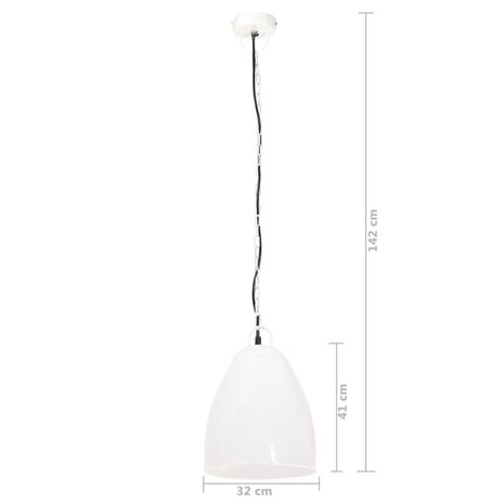 Hanglamp industrieel rond 25 W E27 32 cm wit