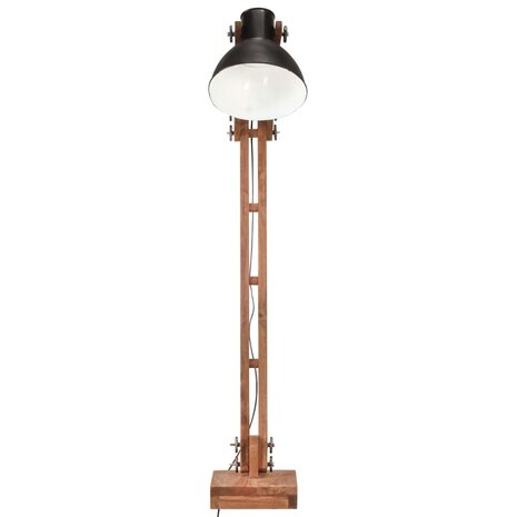 Vloerlamp E27 massief mangohout zwart