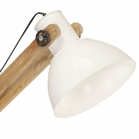 Vloerlamp E27 massief mangohout wit