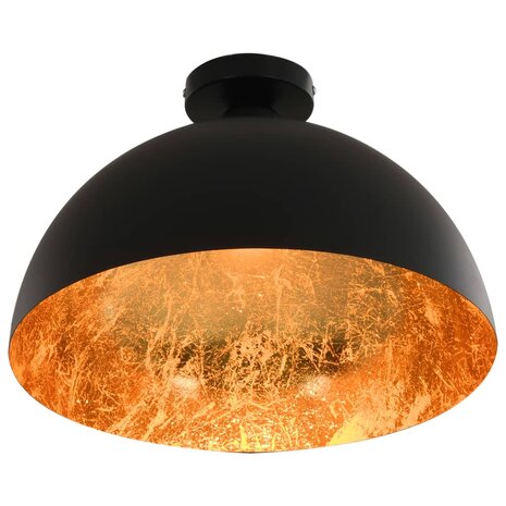 Plafondlampen 2 st halfrond E27 zwart en goudkleurig