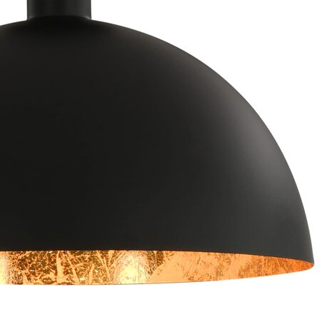 Plafondlampen 2 st halfrond E27 zwart en goudkleurig