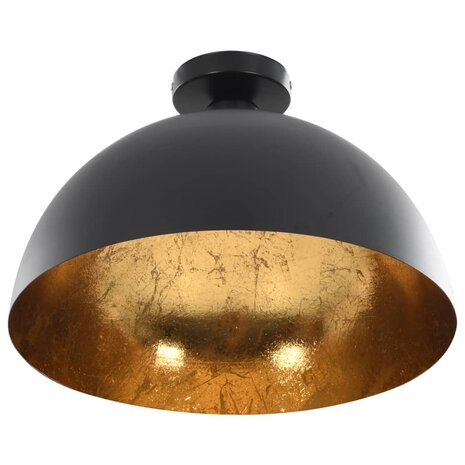 Plafondlampen 2 st halfrond E27 zwart en goudkleurig