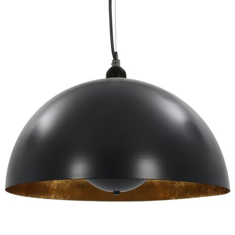 Plafondlampen 2 st halfrond E27 40 cm zwart en goudkleurig