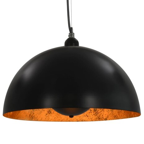 Plafondlampen 2 st halfrond E27 40 cm zwart en goudkleurig