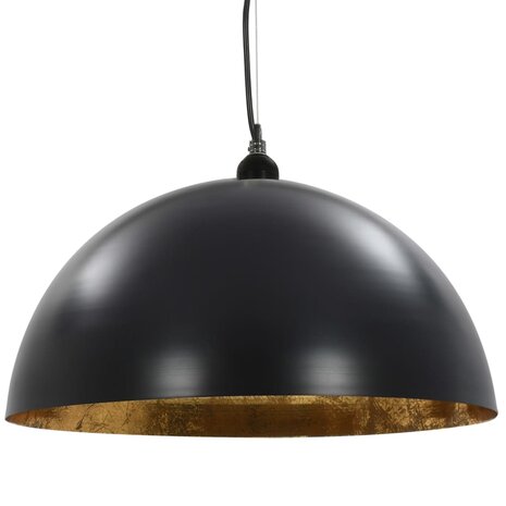 Plafondlampen 2 st halfrond E27 50 cm zwart en goudkleurig