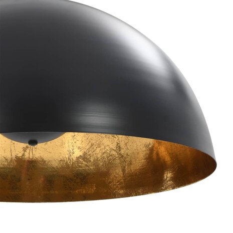 Plafondlampen 2 st halfrond E27 50 cm zwart en goudkleurig
